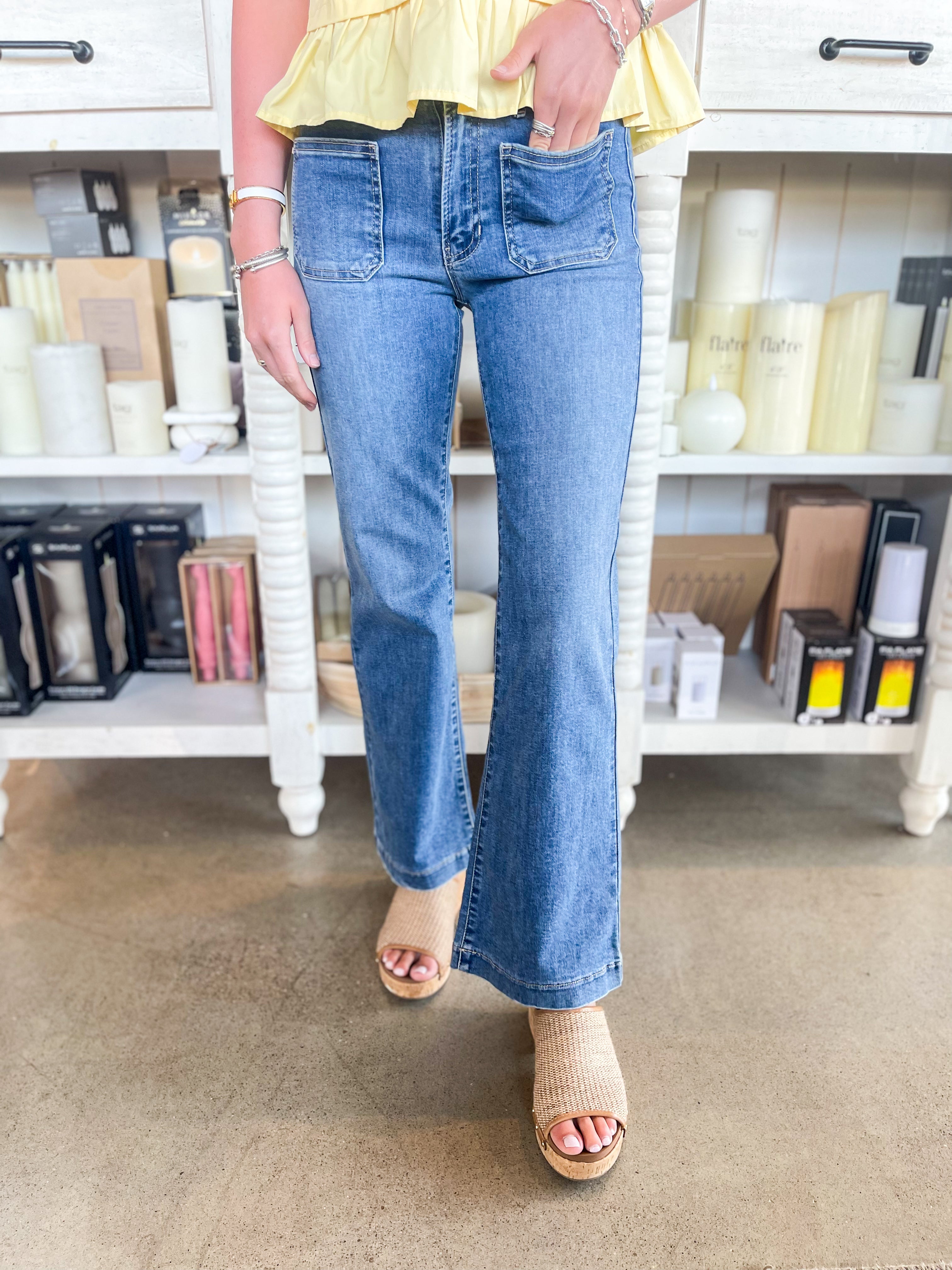 JBD Mini Patch Pocket Flare Jean – Kenzie Parker JBD Mini Patch Pocket Flare Jean – Kenzie Parker