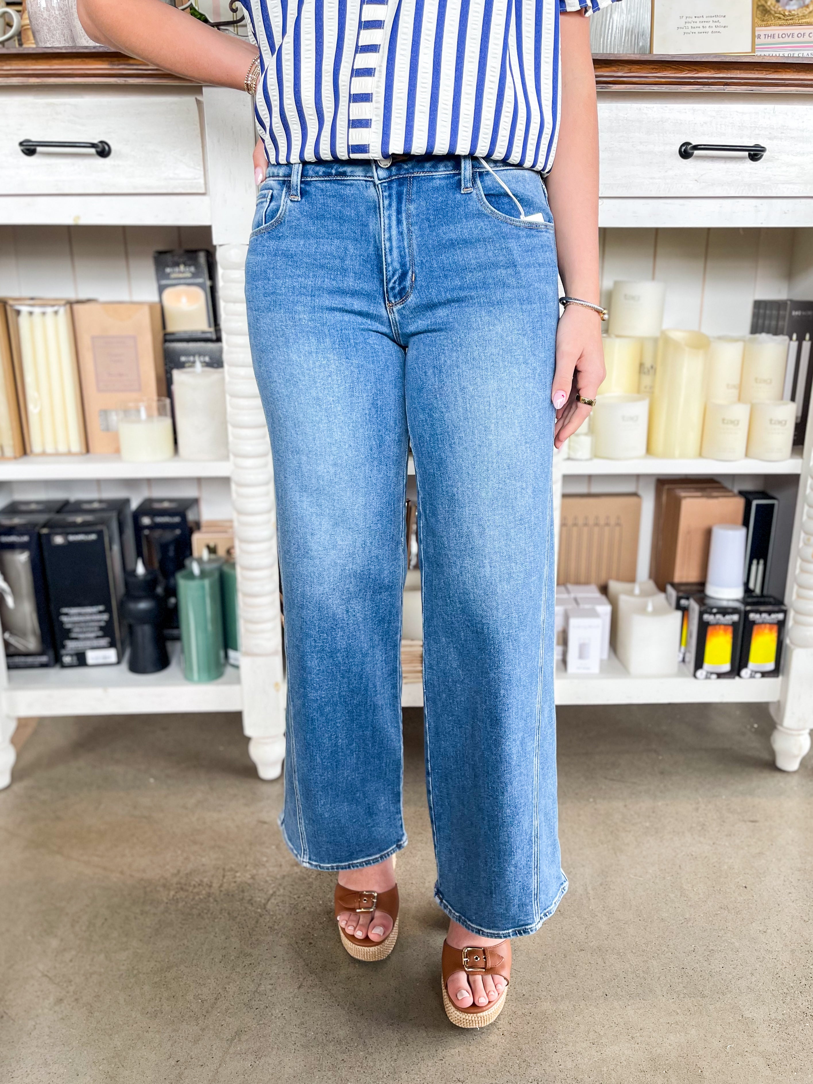 JBD Medium Wash Seamed Wide Leg Jean – Kenzie Parker