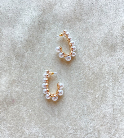 Graduated Pearl U Shape Hoops