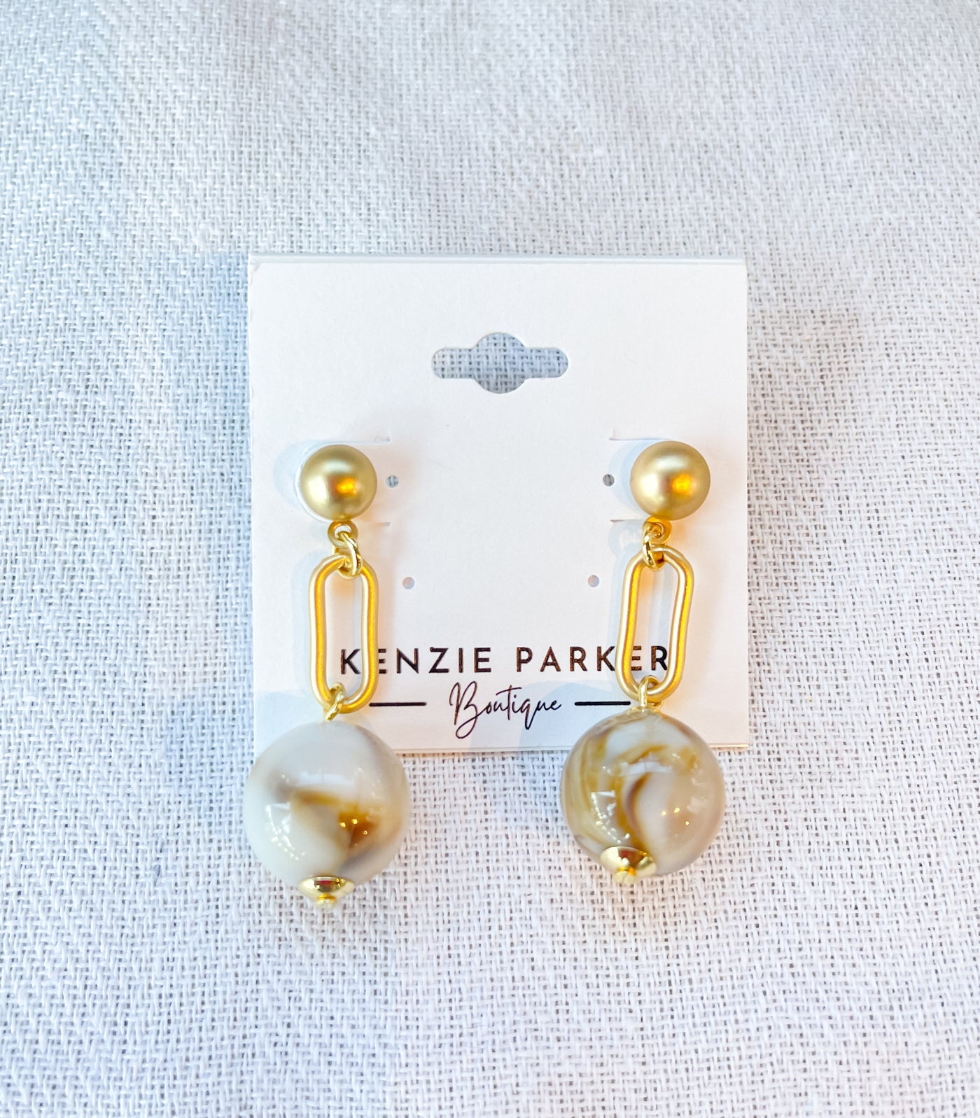 Marbled Resin Bead Link Drop Earrings