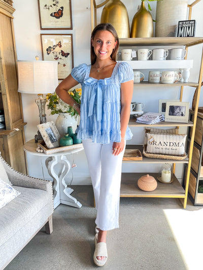 Amber Umgee Blue Bow Top