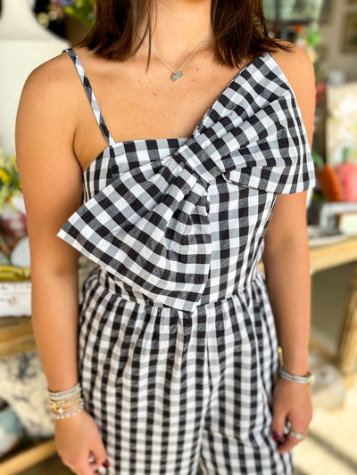 Black Gingham Lessye Jumpsuit