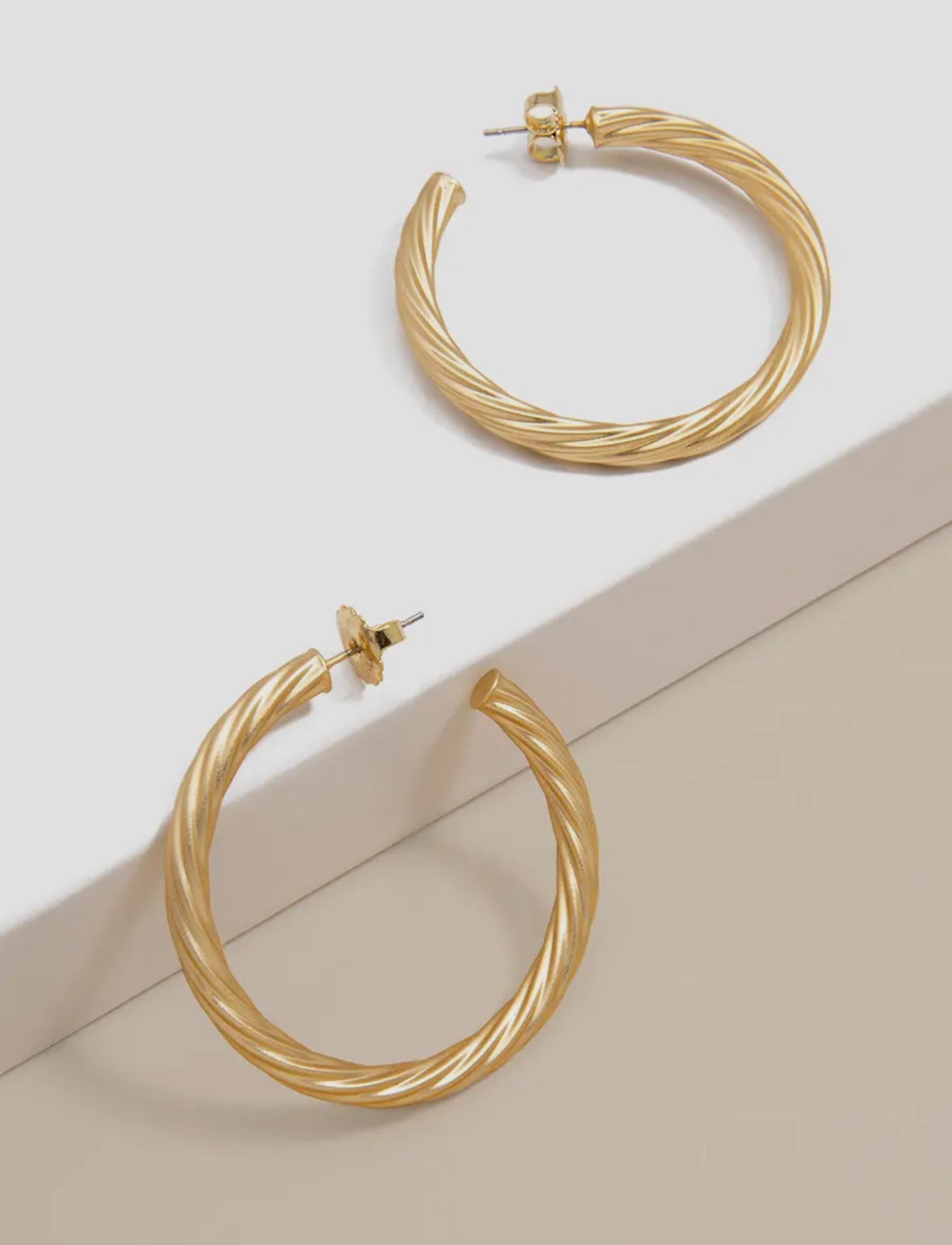 Swirled Satin Finish Statement Hoop Earrings