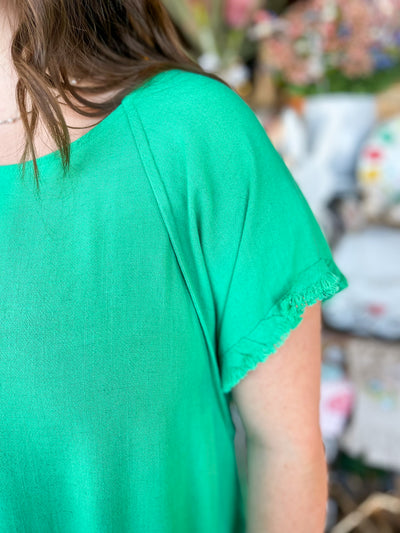 Green Linen Kennedy Top