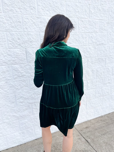 Yani Velvet Dress Emerald Green