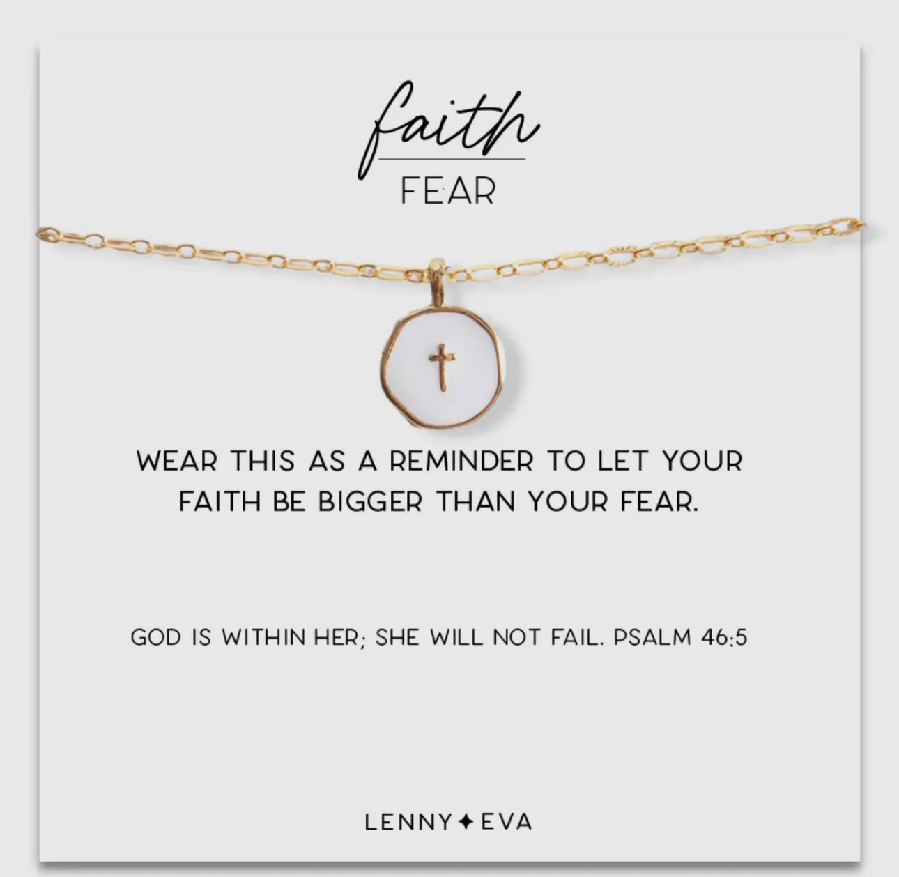 Faith Over Fear Necklace White Cross