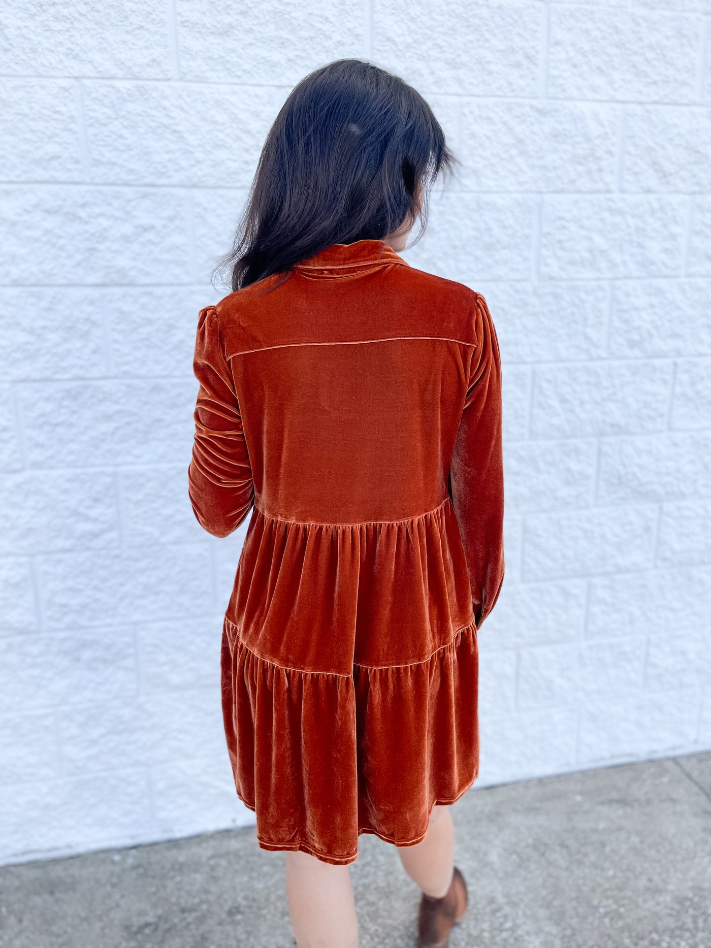 Yani Velvet Dress Burnt Orange