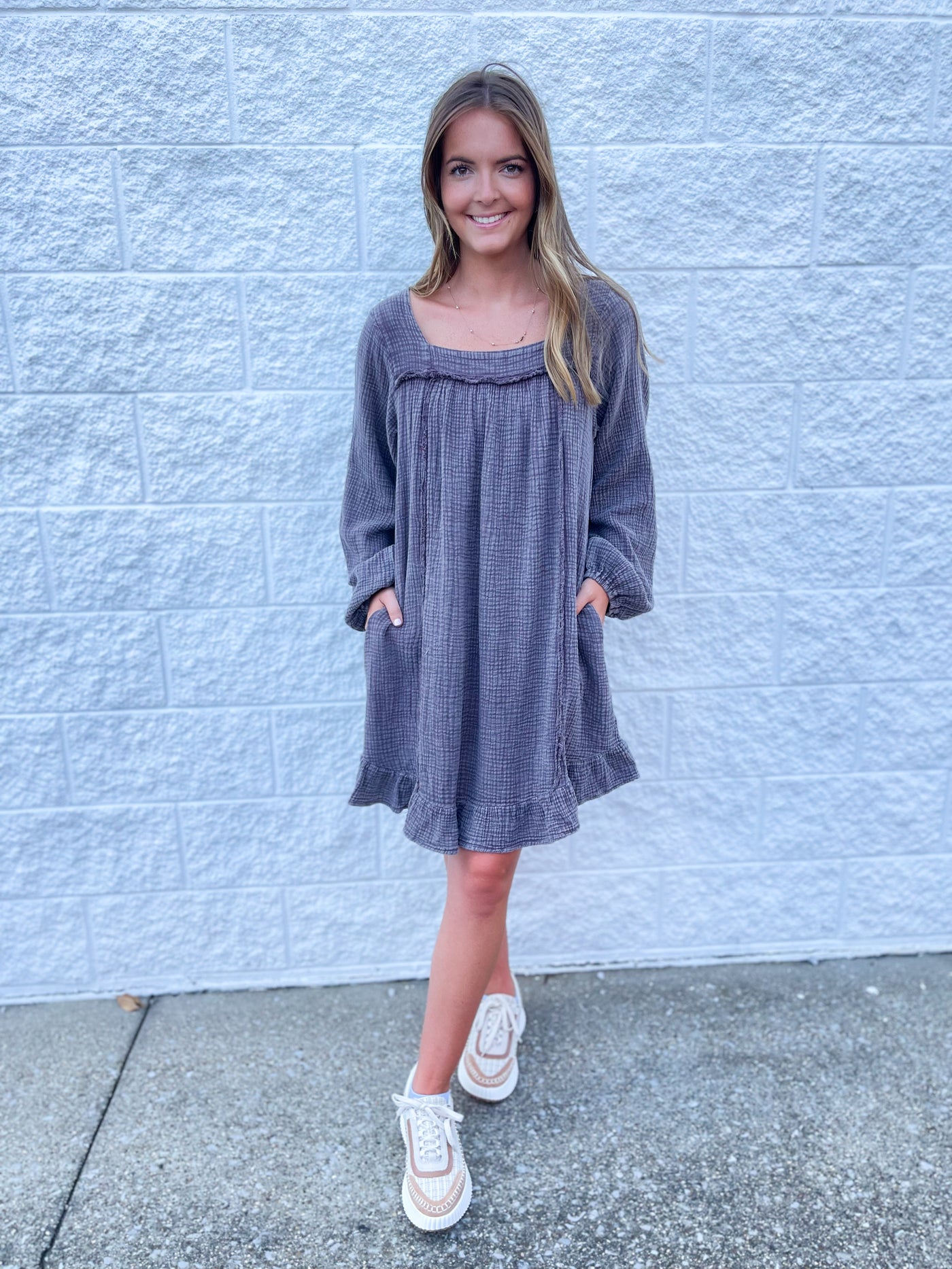 Easel Ash Cotton Gauze Dress