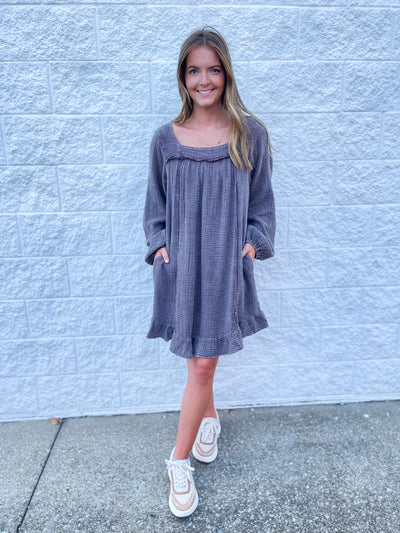 Easel Ash Cotton Gauze Dress