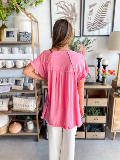 Cotton Candy Linen Kennedy Top