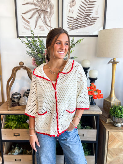 Ivory Red Whitley Top