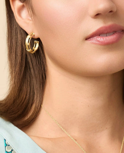 Spartina Basket Weave Hoop Earrings Gold