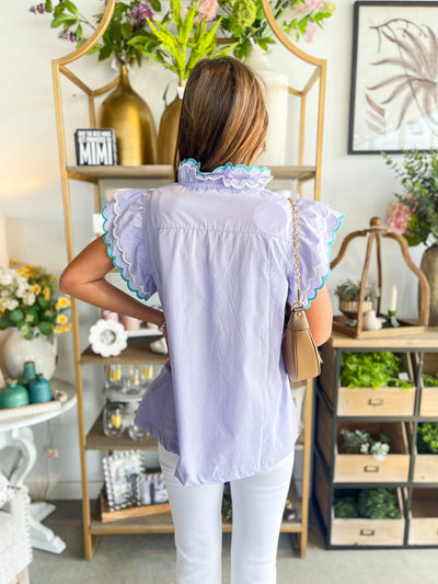 Umgee Wilder Periwinkle Scallop Top