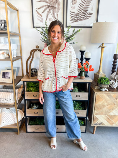 Ivory Red Whitley Top