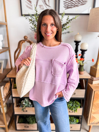 Lilac Thermal Knit Kareni Top