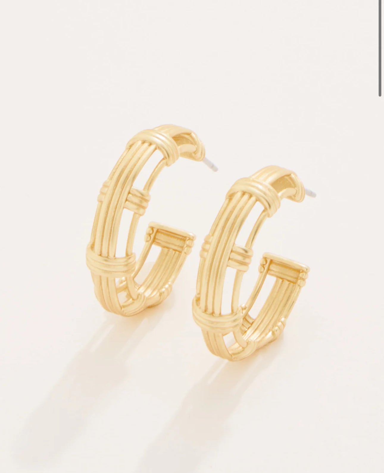 Spartina Basket Weave Hoop Earrings Gold