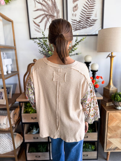 Khaki Balloon Sleeve Winona Top