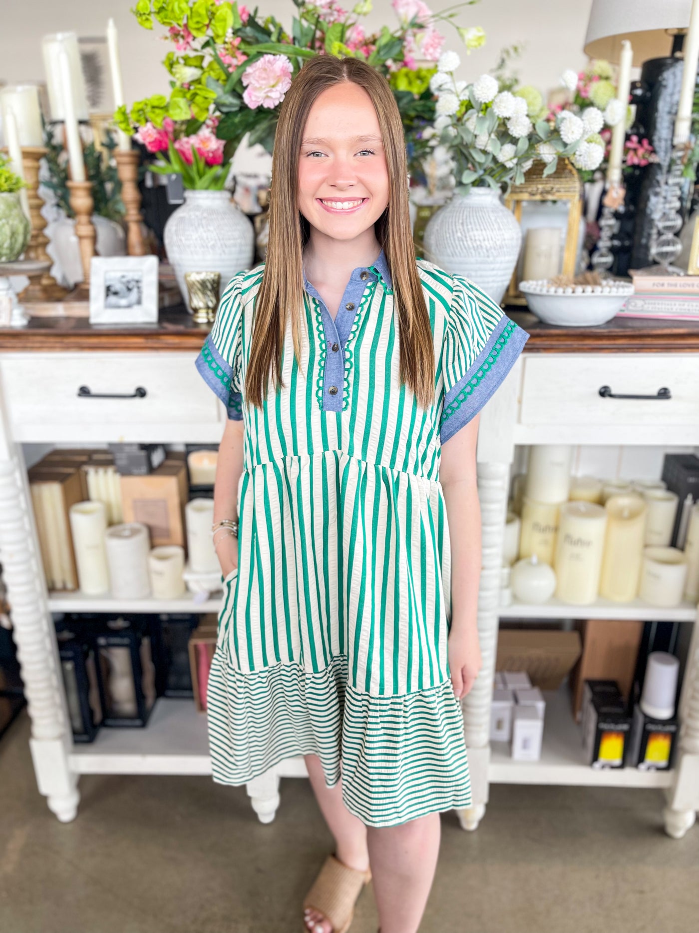 umgee dress green Josephine Rock & Roll Denim Color:kale green MasterSku:L6DBGG92 leading down to a