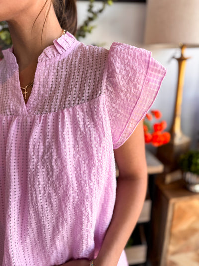 Easel Lavender Wing Sleeve Top