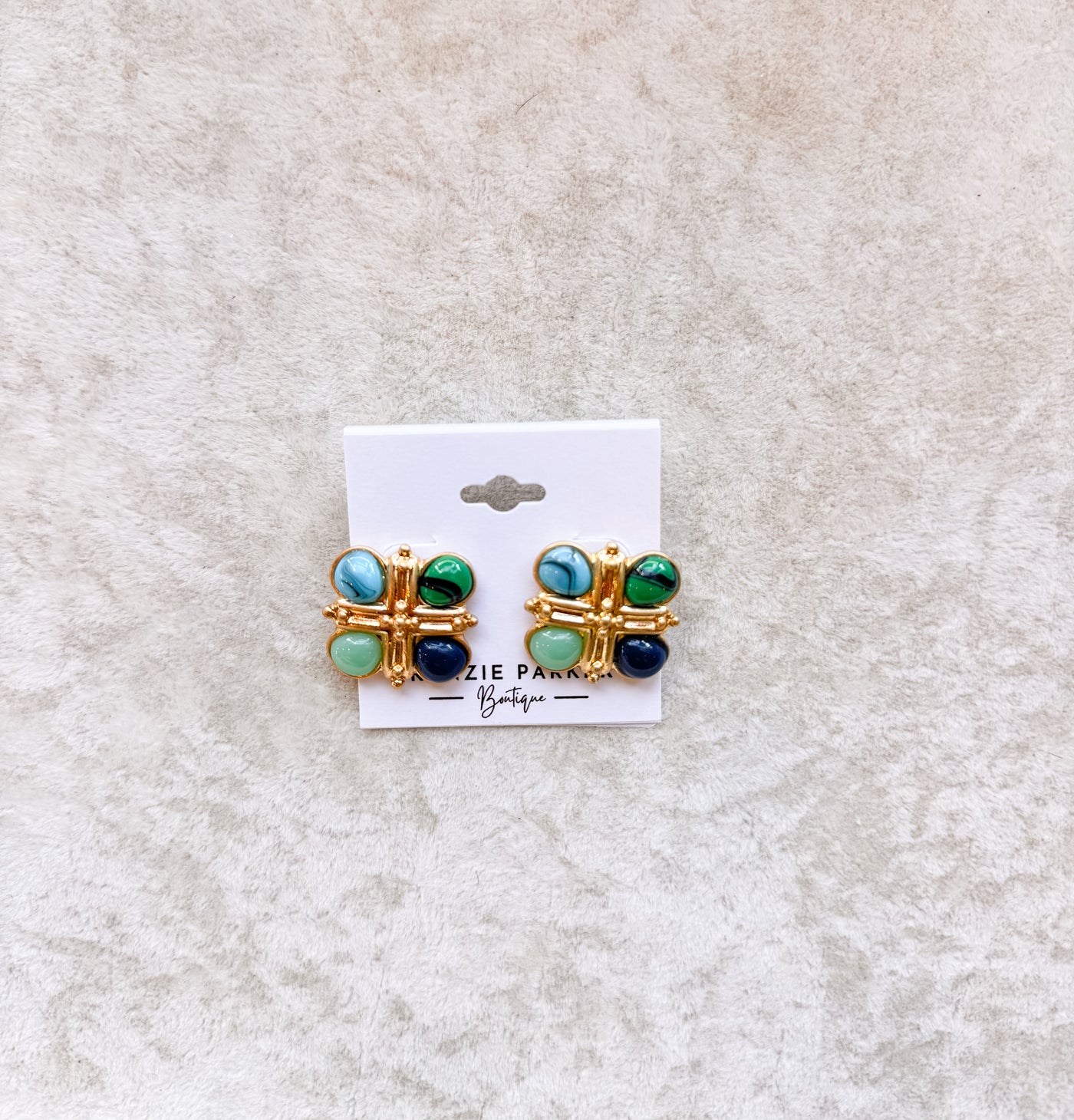 Harper Vintage Cross Stone Studs