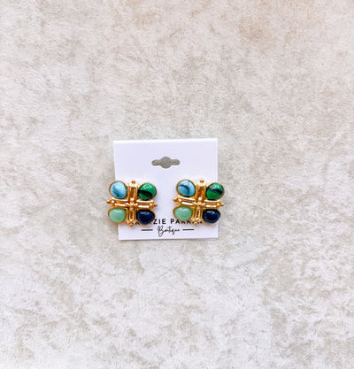 Harper Vintage Cross Stone Studs