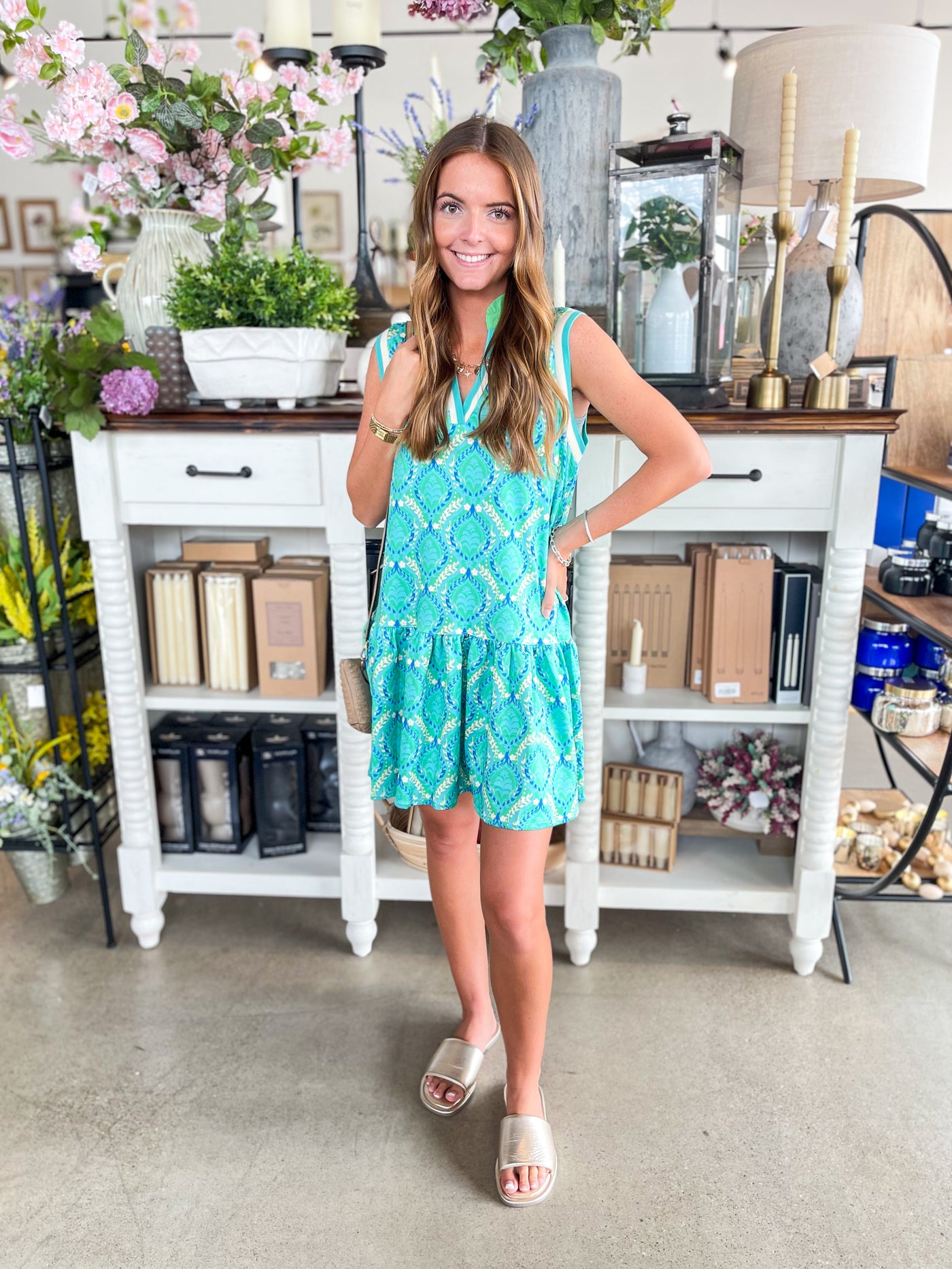 Zarah Umgee Emerald Printed Dress