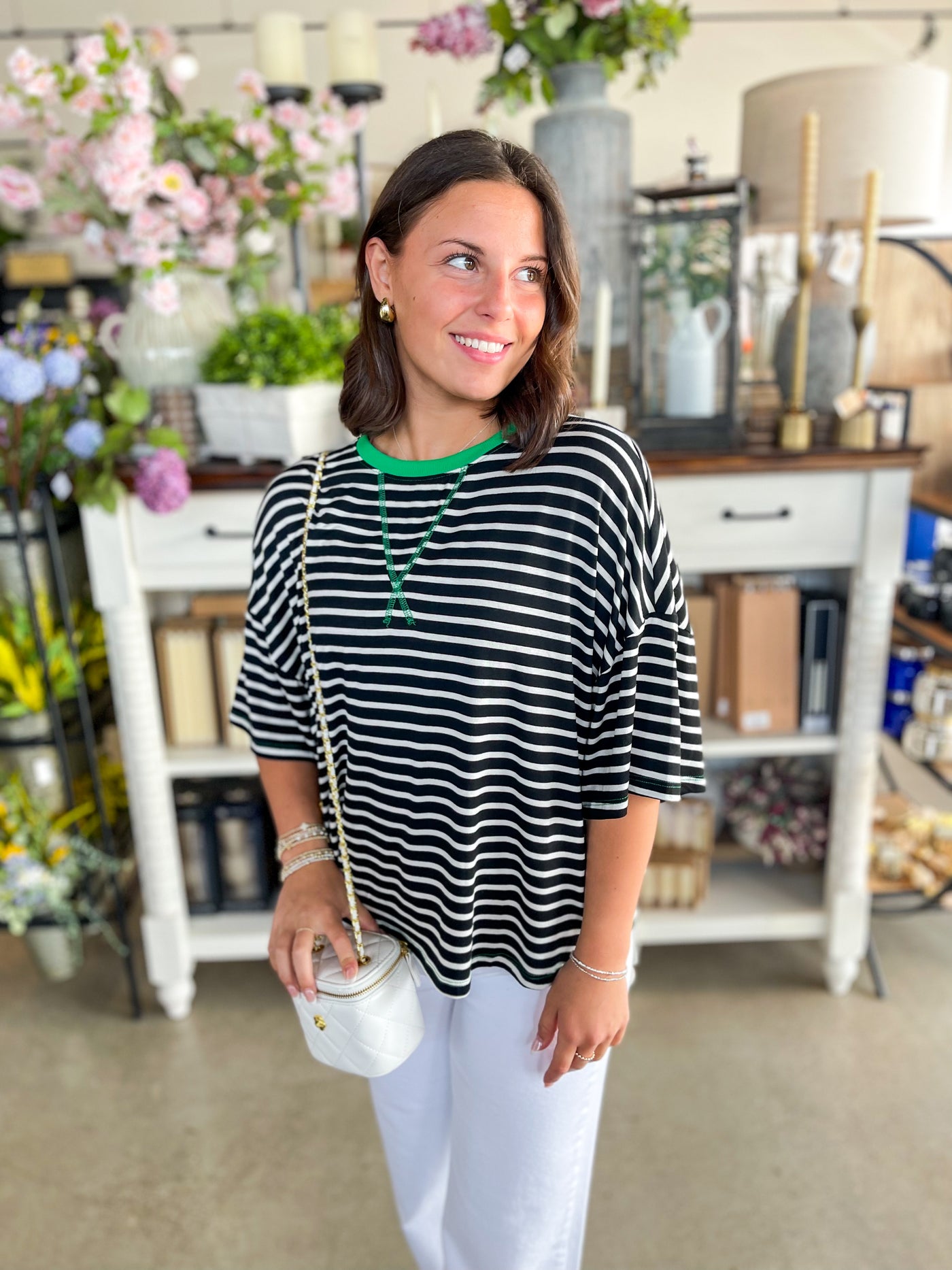 Kelly Green Trim Jodi Top