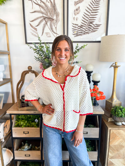 Ivory Red Whitley Top