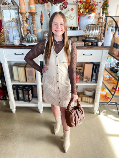 Ecru Suede Flora Dress