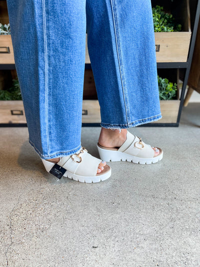 Bernie Mev Venti Buckle Wedge Sandal Nude