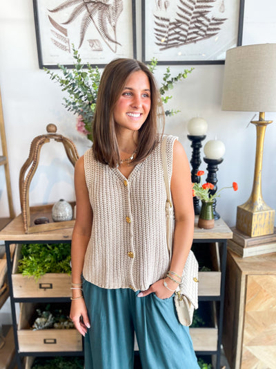 Yasmine Jodifl Taupe Sweater Button Vest