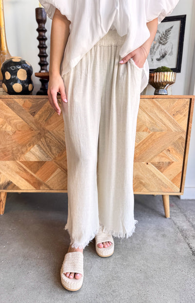 Umgee Oatmeal Wide Leg Pant