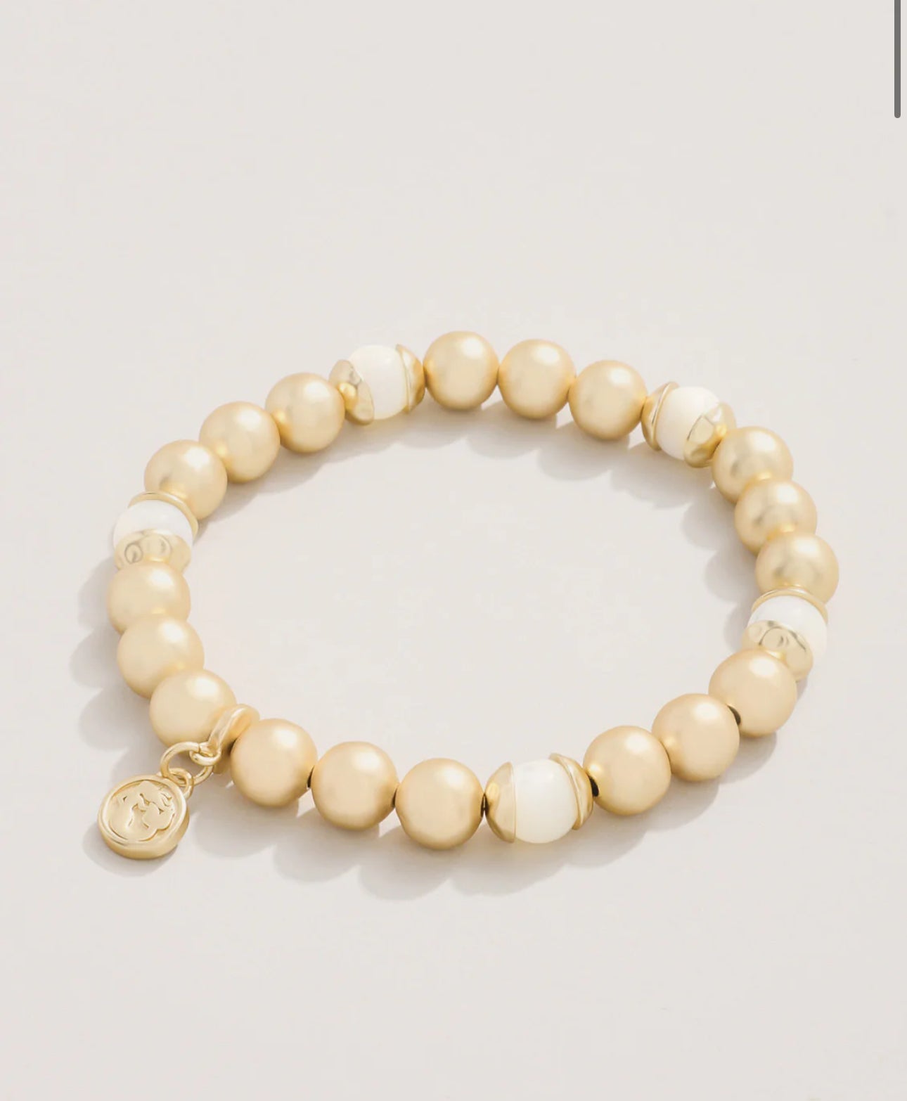 Spartina Golden Stretch Bracelet 8mm Mother of Pearl Bracelet