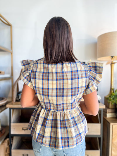 Jodifl Blue Plaid Isla Top