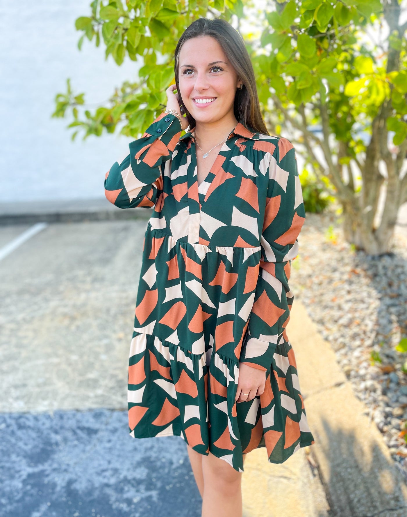 Green Abstract Print Dress