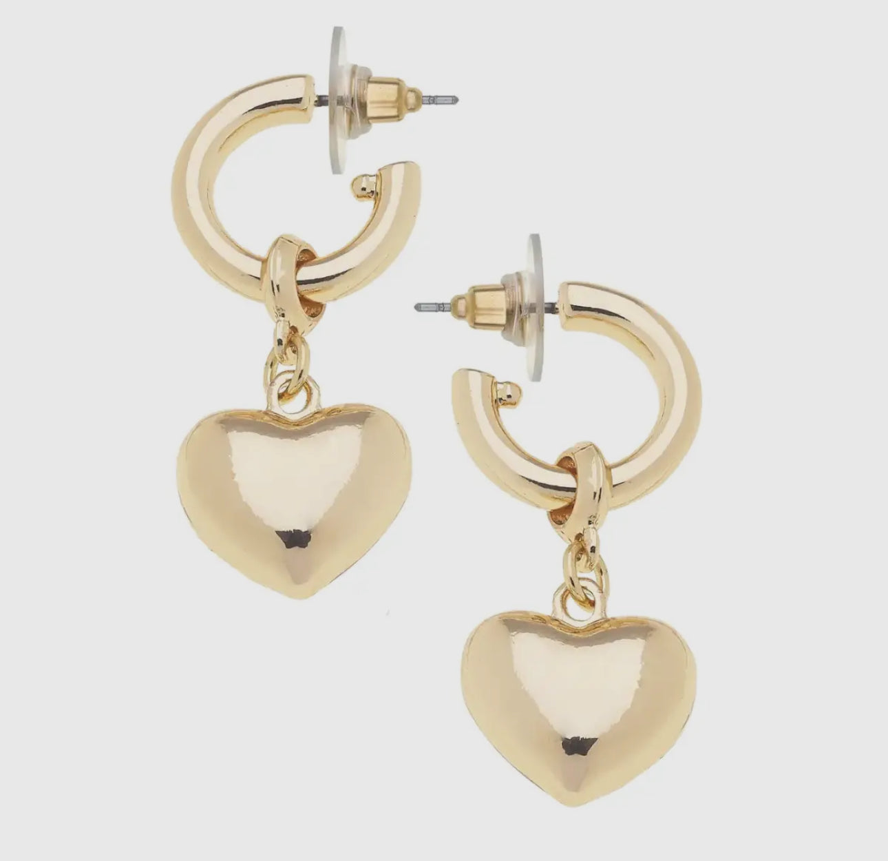 Hannah Puffed Heart Drop Hoop