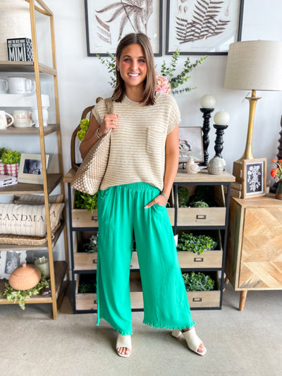 Umgee Green Wide Leg Pant