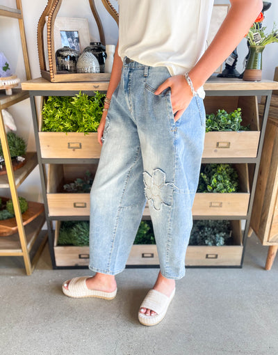 Washed Denim Flower Patch Jean