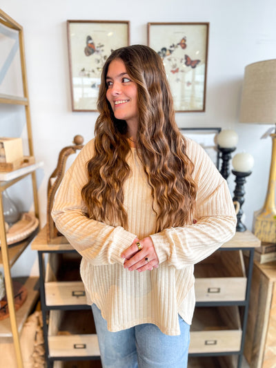 Cream Ribbed Chan Top