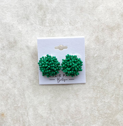 Seed Beads Pom Pom Earrings