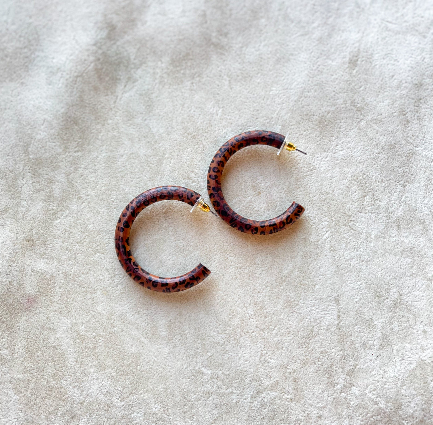 45mm Animal Print Wood Hoops