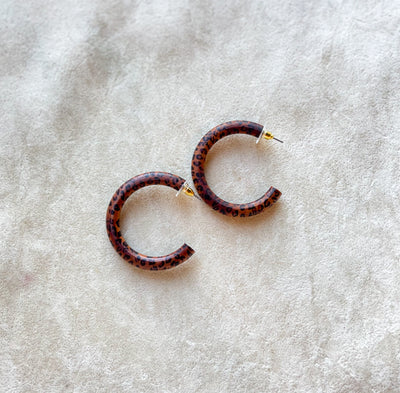 45mm Animal Print Wood Hoops