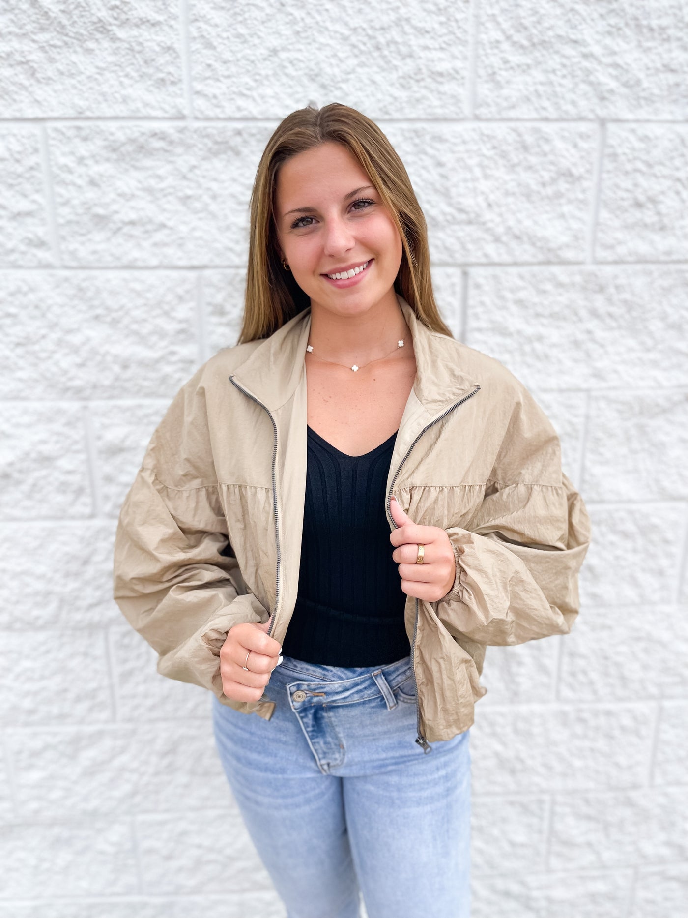 Coconut Milk Zip Up Jacket