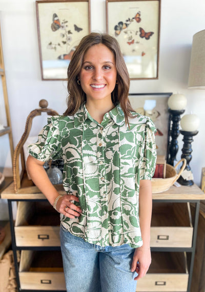 Green Chullah Printed Top