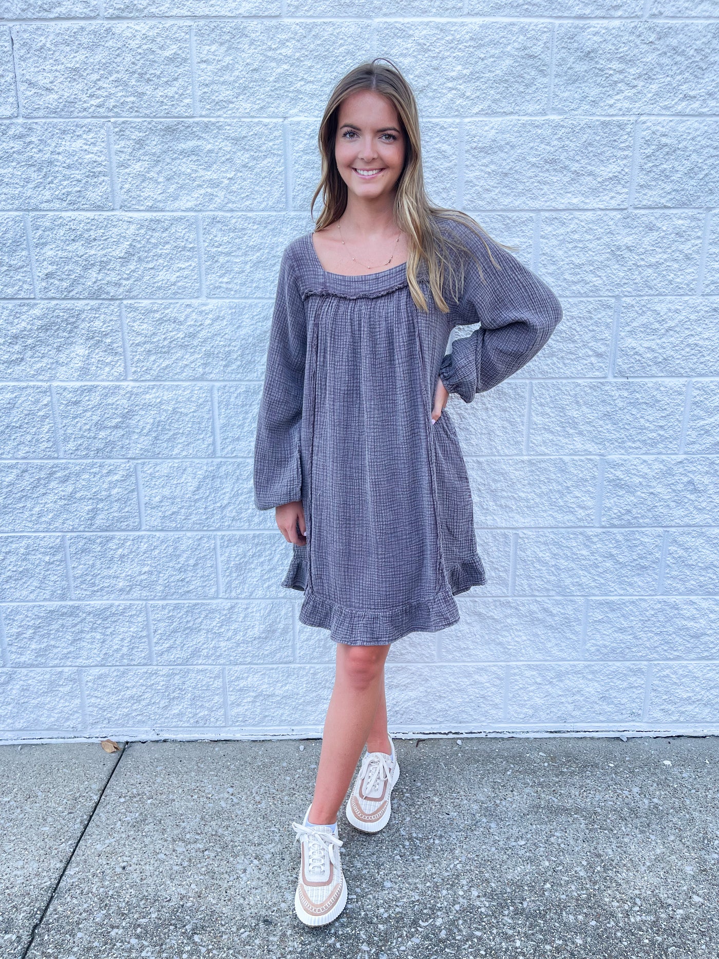 Easel Ash Cotton Gauze Dress