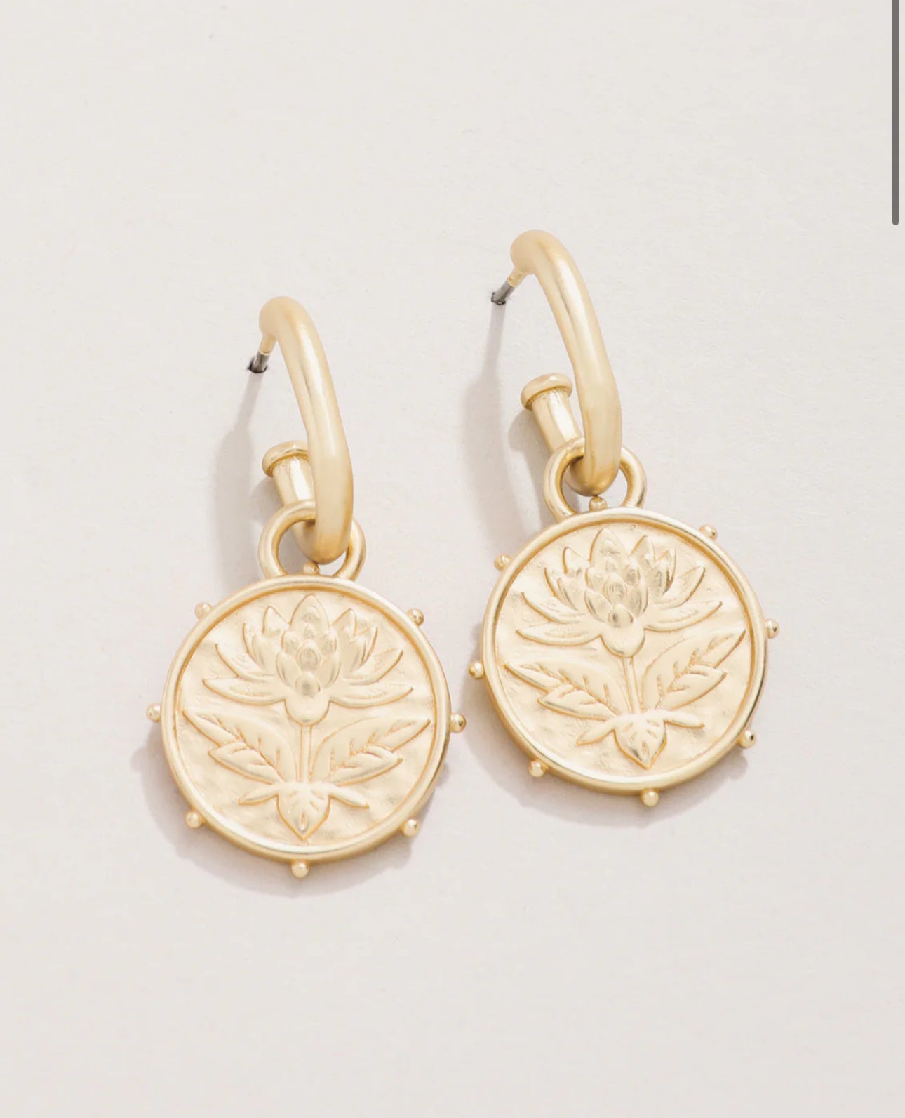 Spartina Lotus Drop Hoop Earrings Gold