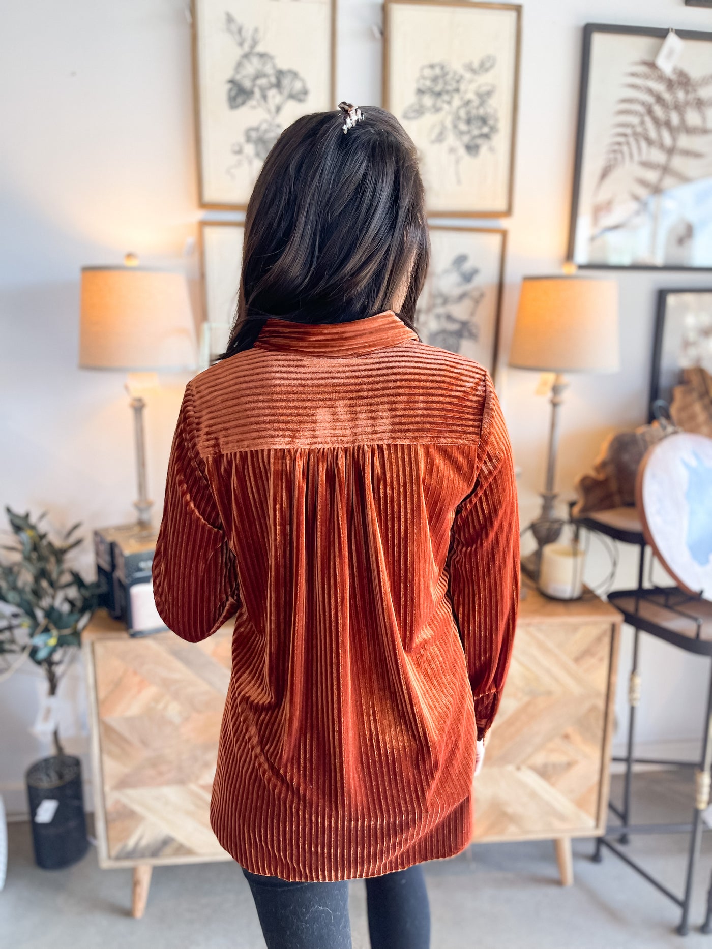 Copper Textured Velvet Top