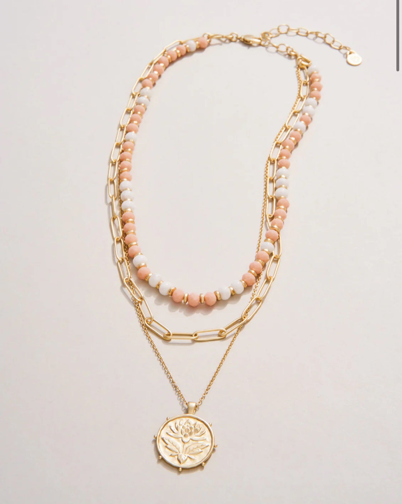 Spartina Lotus Layered Necklace 18” Blush
