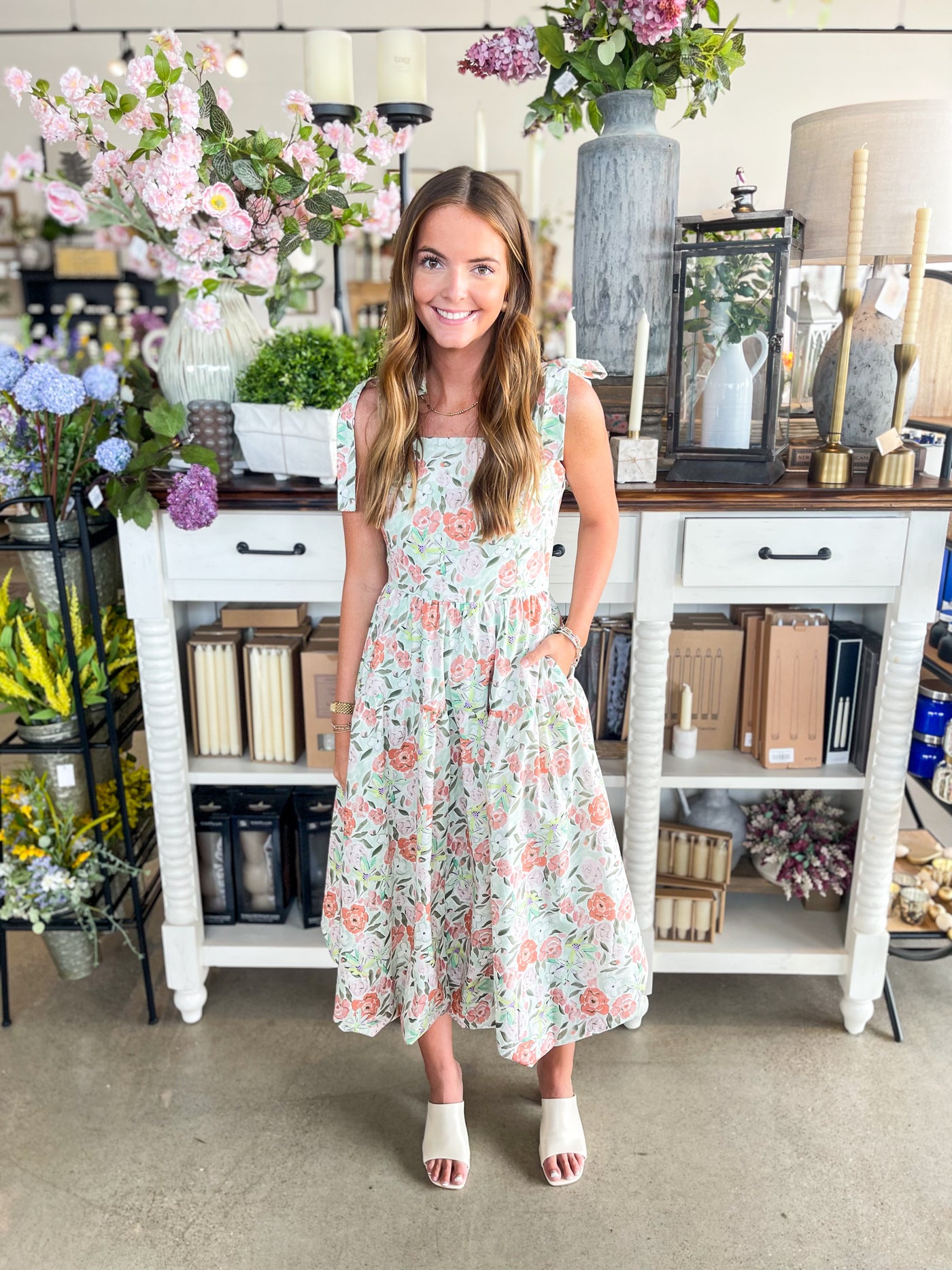 Leighton Coral Multi Floral Dress