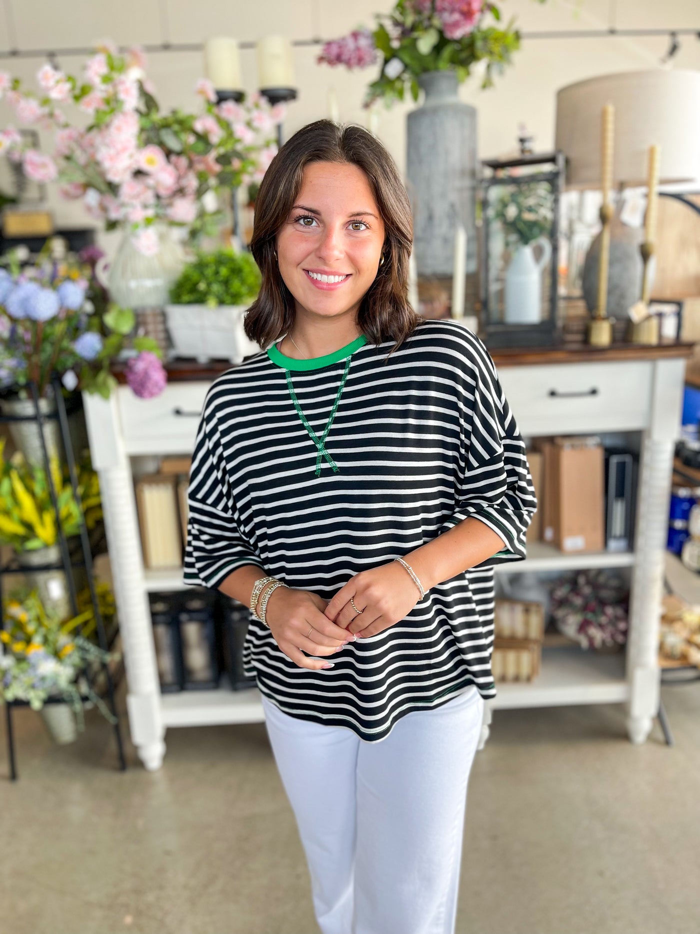 Kelly Green Trim Jodi Top